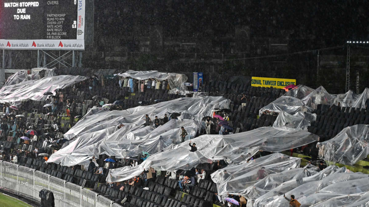 Rain wins the day after two balls of cricket